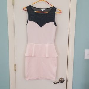 Pale pink peplum mini dress